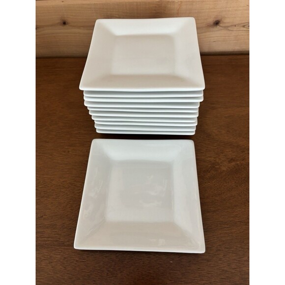 Plates Set of 11 Crate & Barrel Square 6X6” Flared White Appetizer Dessert Dish - Picture 6 of 8
